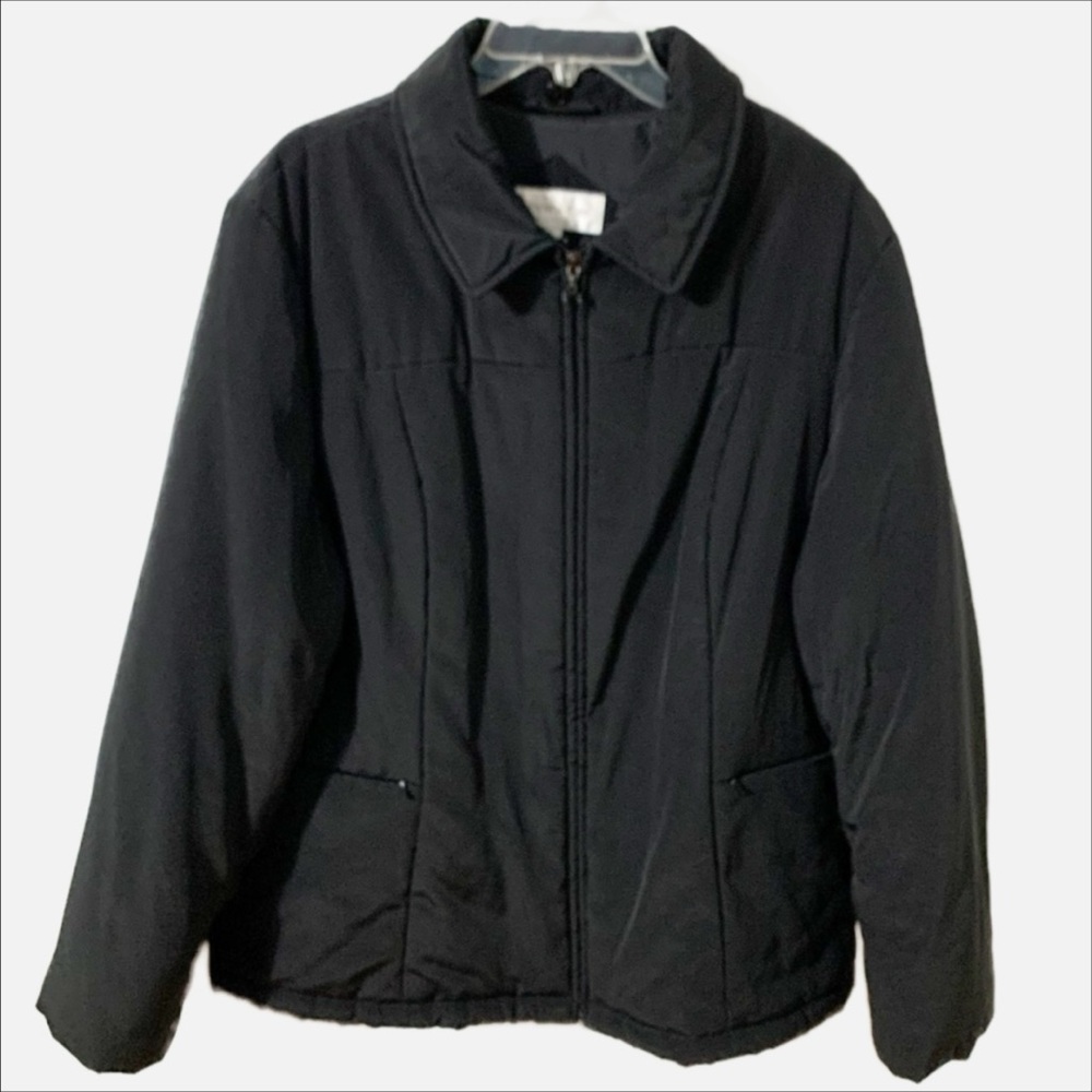 Jones New York Insulated Zip Front Winter Coat Pointed Collar Zipped Pockets 🖤